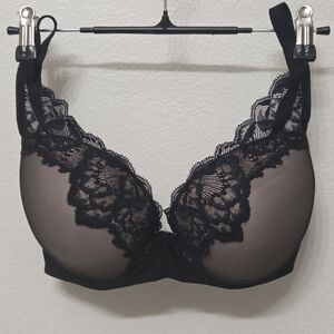 Chantelle Black Lace Mesh T-shirt Bra Orangerie C67620 34DDD